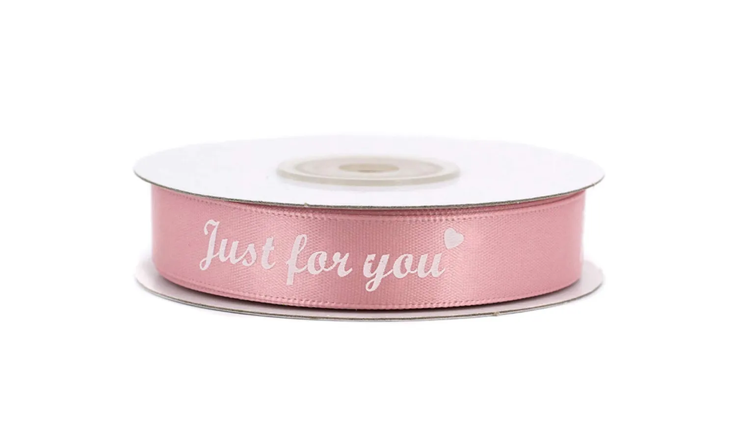 Creativery Satinband Just for you Herz 15mm x 20m weiß