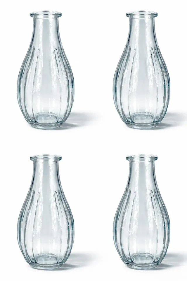 Creativery Blumenvase Glas geriffelt klar