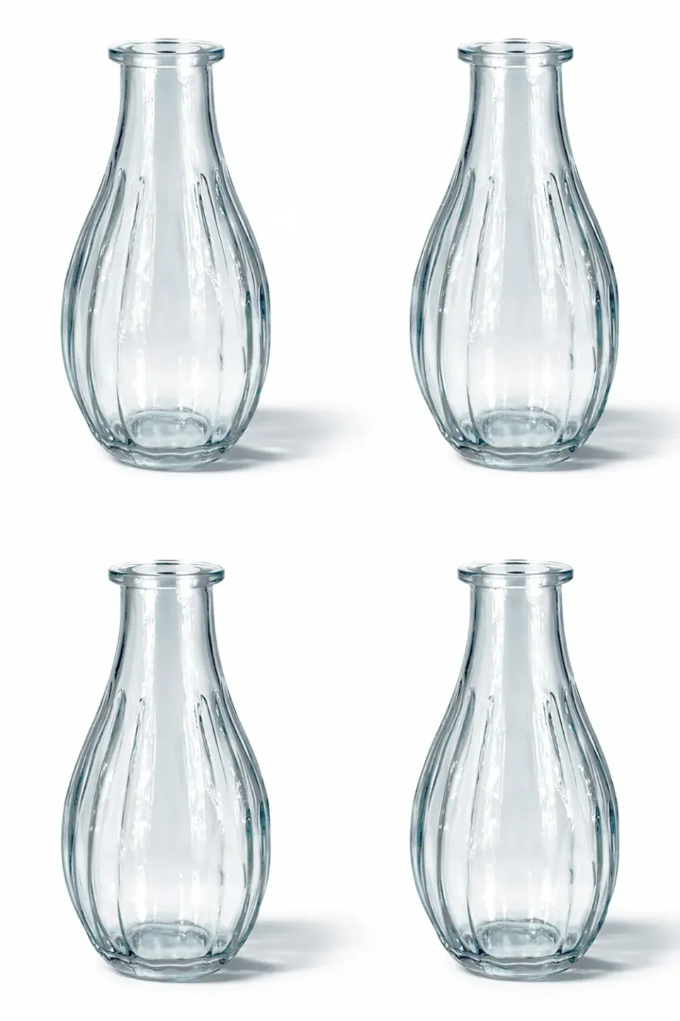 Creativery Blumenvase Glas geriffelt klar