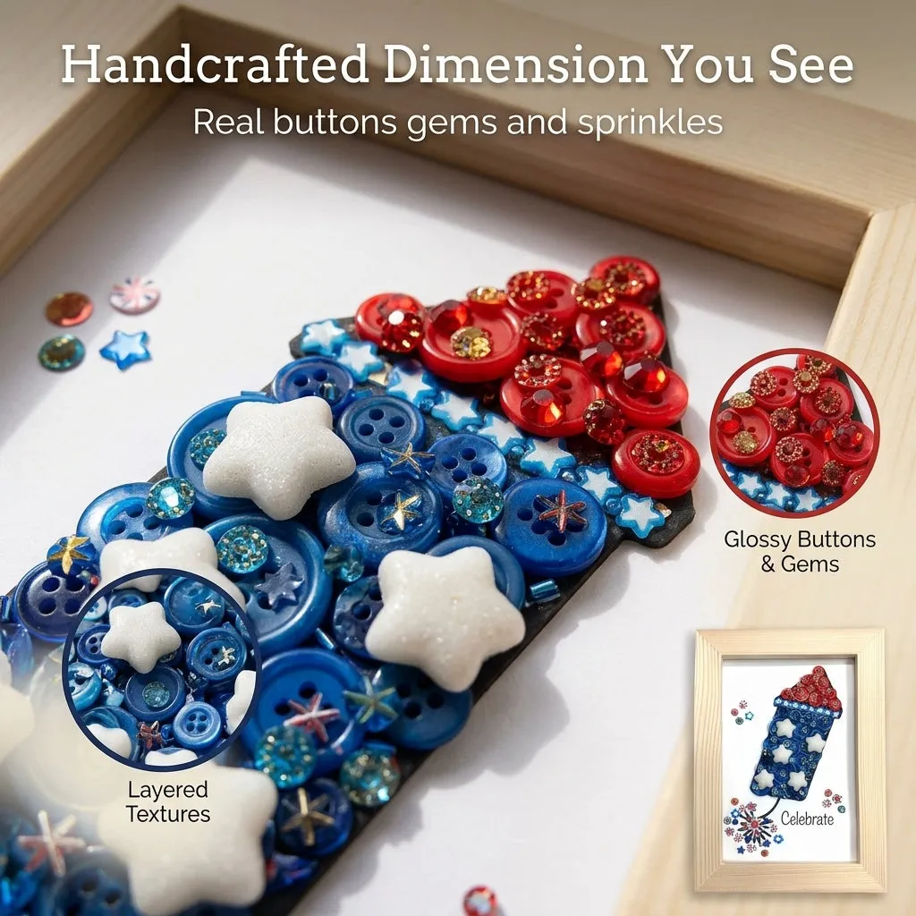 Buttons Galore Firecracker Frame Bastelset rot weiß blau