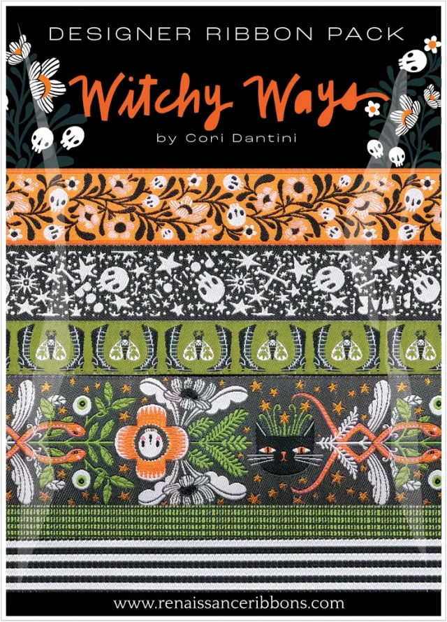 Renaissance Ribbon Witchy Ways Designer Pack 6 Bänder Halloween Polyester