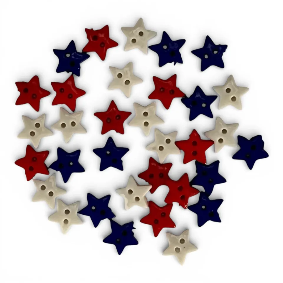 Buttons Galore America 250 Mini-Sternknöpfe 35 Stück Rot Weiß Blau