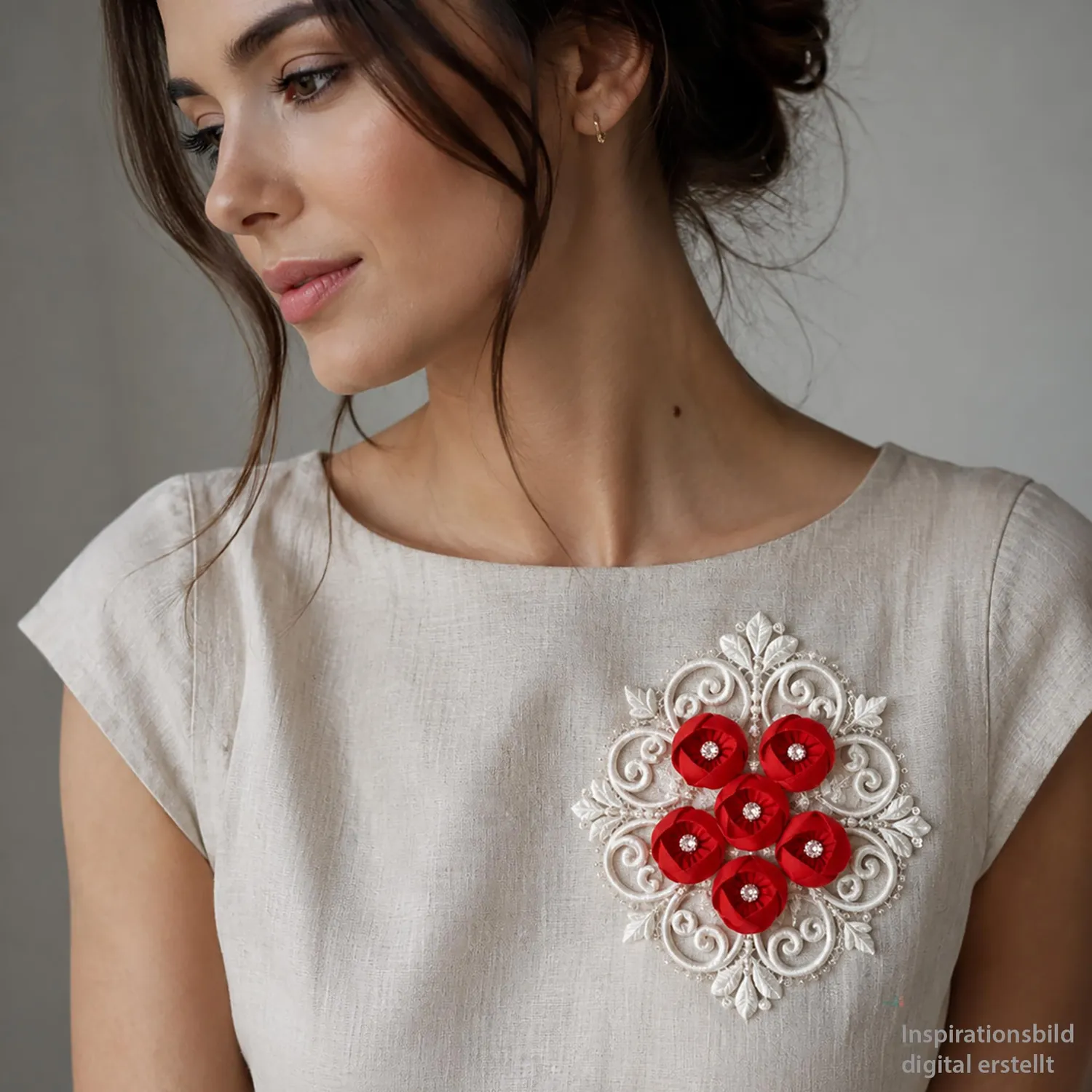 Creativery Satinblumen mit Strass 3cm Stoffrosen 5 Stück