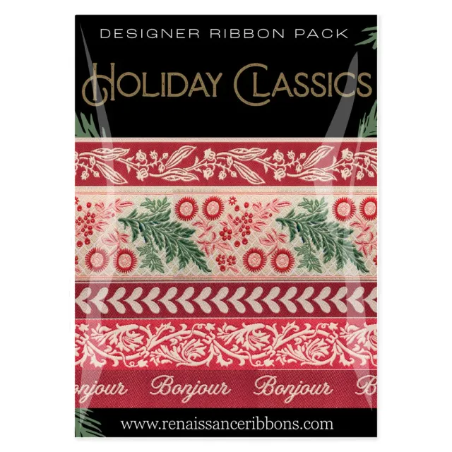Renaissance Ribbon Holiday Classics Schmuckband Set 5x2 Yards rot