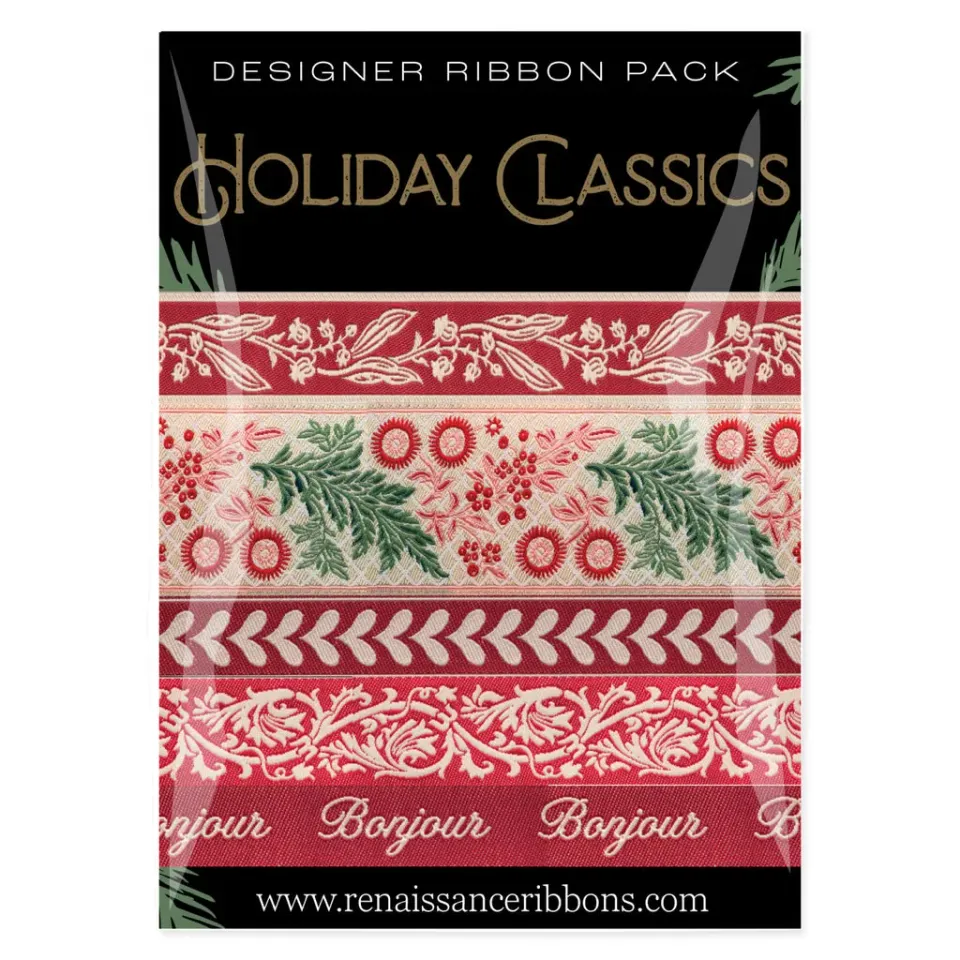 Renaissance Ribbon Holiday Classics Schmuckband Set 5x2 Yards rot