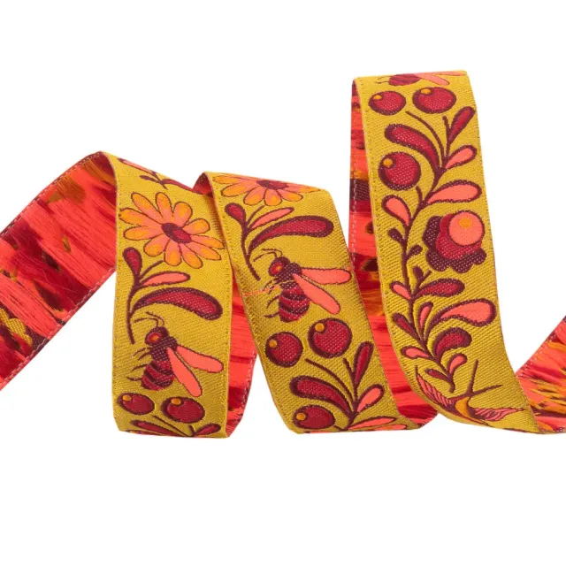 Renaissance Ribbon EverGlow Birds Bees Webband 22mm 1 Yard Neon