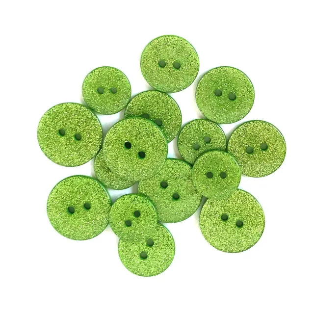 Buttons Galore Granny Smith Glitzerknöpfe limette 15 Stk