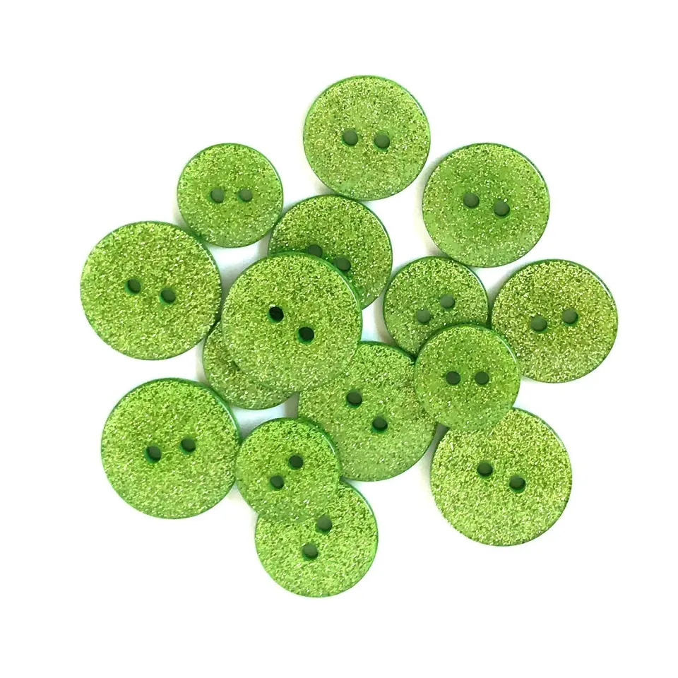 Buttons Galore Granny Smith Glitzerknöpfe limette 15 Stk
