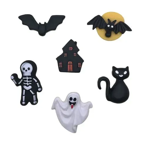 Buttons Galore Flatbackz Spooky Squad Halloween-Verzierungen 6er-Set Resin