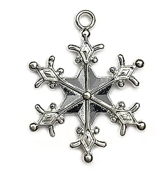 Buttons Galore Snowflake Anhänger 3,2 cm silber 10 Stück