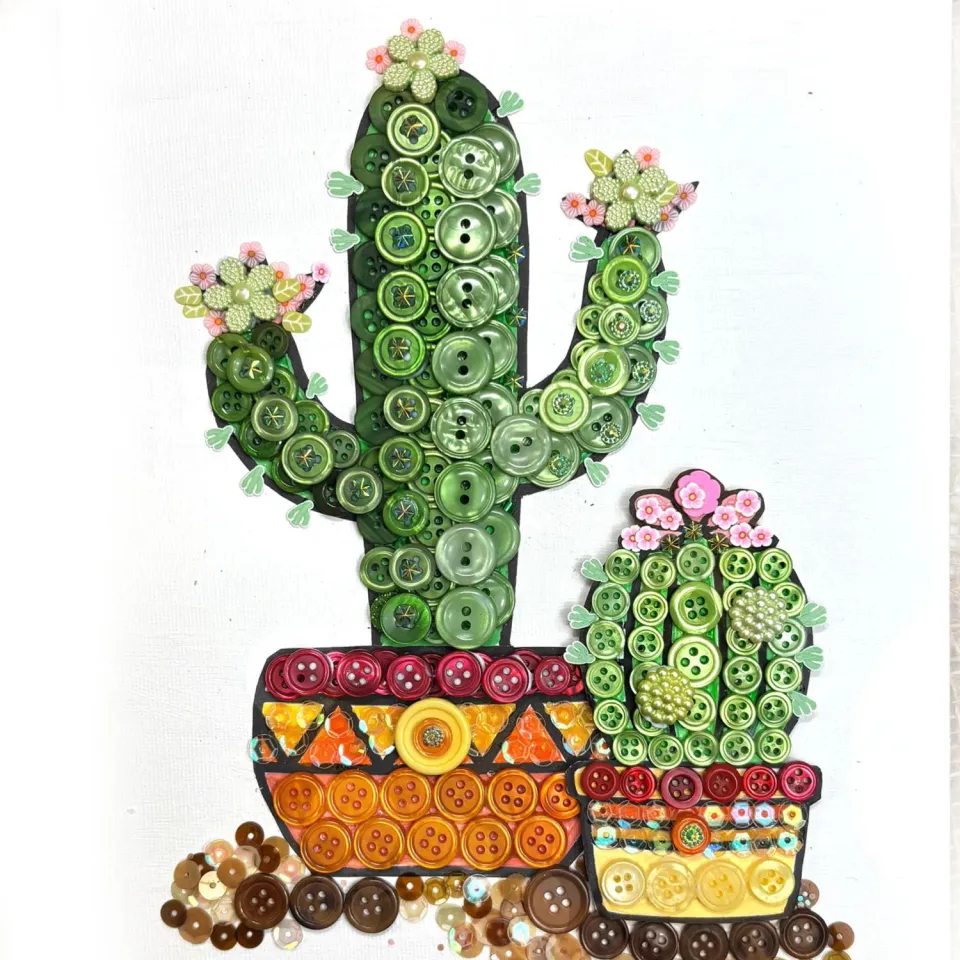Buttons Galore Cactus Canvas DIY Craft Kit Kaktus Bastelset