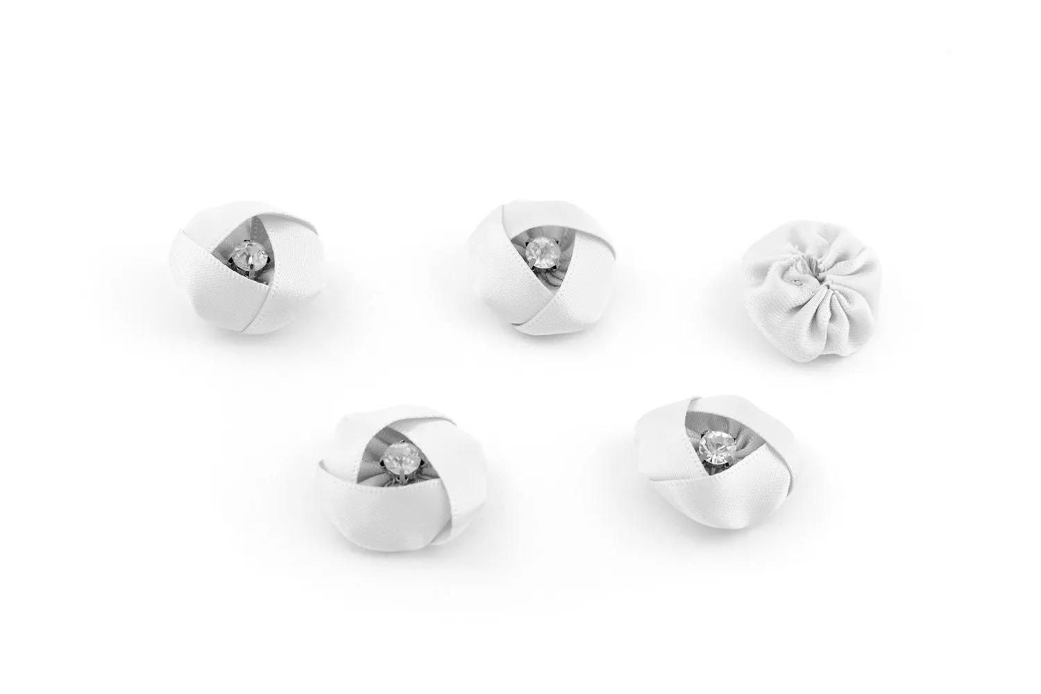 Creativery Satinblumen mit Strass 3cm Stoffrosen 5 Stück