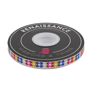 Renaissance Ribbon Woodland Park Flower Plaid Webband 10 mm 1 Yard