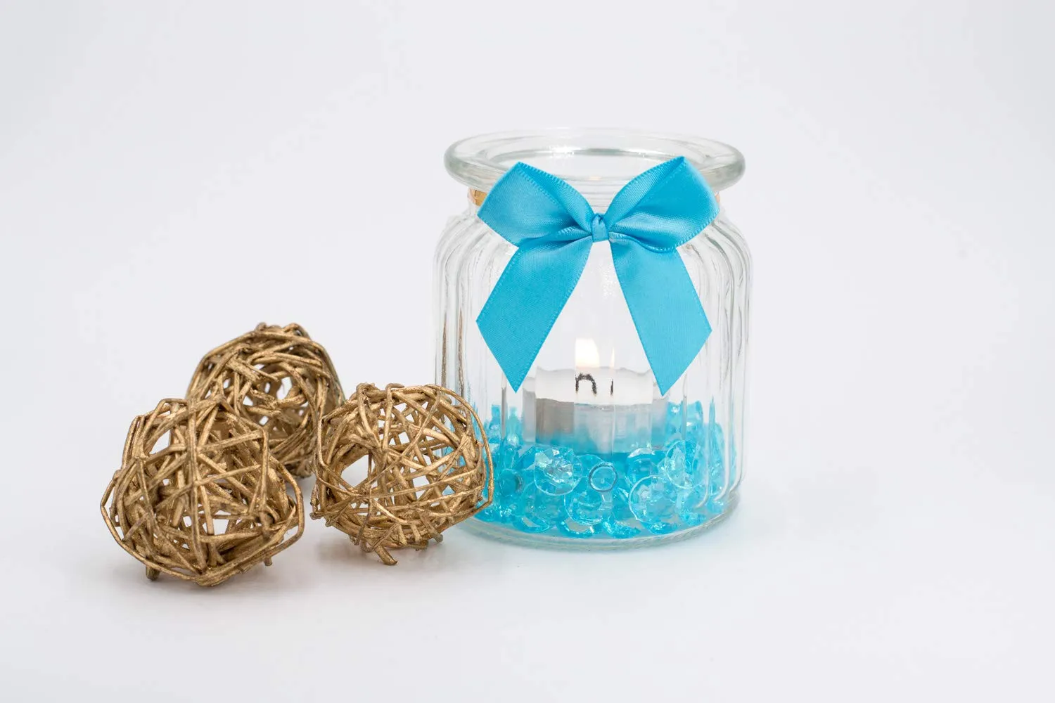 Creativery Windlichtglas 8x9cm Teelichthalter 4er Set mit Henkel