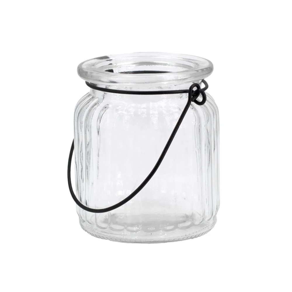 Creativery Windlichtglas 8x9cm Teelichthalter 4er Set mit Henkel
