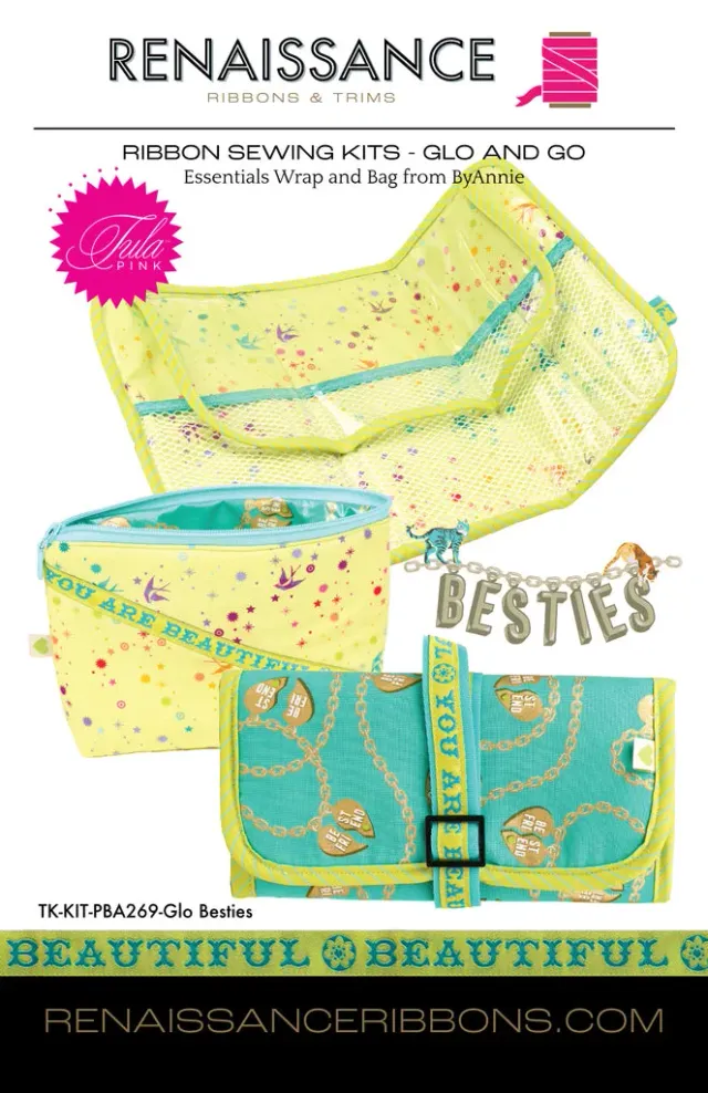 Renaissance Ribbon Sewing Kit Glo and Go Tula Pink Besties Nähset