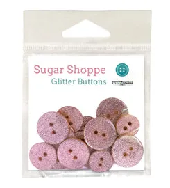 Buttons Galore Pink Champagne Glitzerknöpfe hellrosa 15 Stück