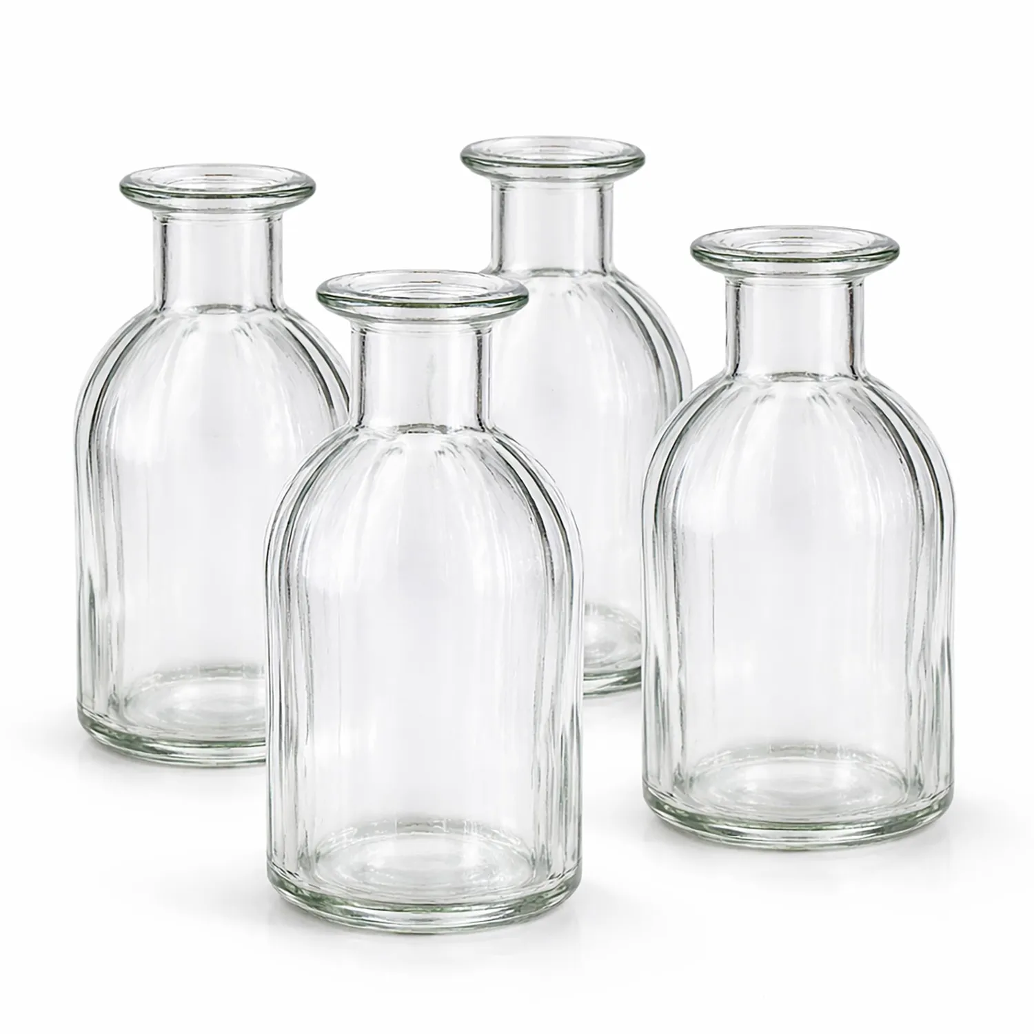 Creativery Blumenvase Glas geriffelt klar