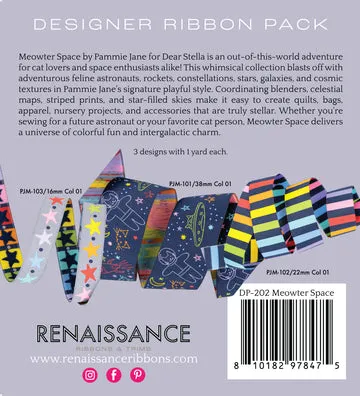 Renaissance Ribbon Meowter Space Bänder-Set 3x 1 Yard Katze