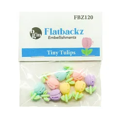 Buttons Galore Flatbackz Tiny Tulips Bastelblumen 8 Stück