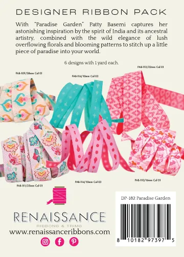 Renaissance Ribbon Paradise Garden Designer Pack Schleifenband-Set 6 Yards