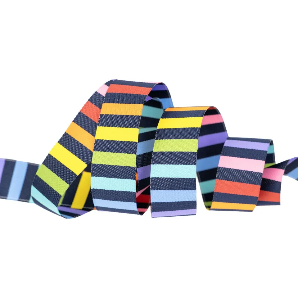 Renaissance Ribbon Meowter Space Stripey Webband schwarz 22 mm