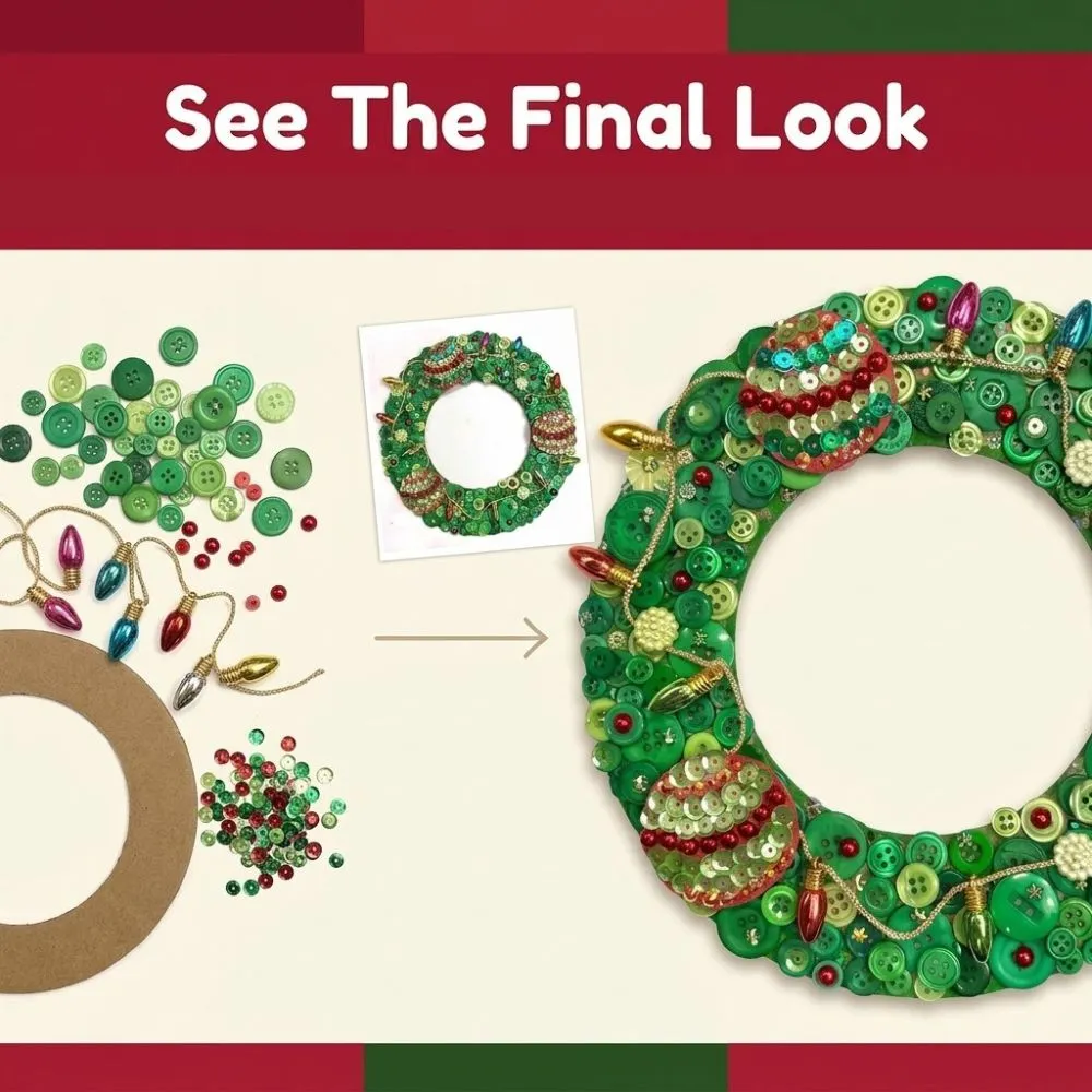 Buttons Galore Christmas Wreath Bastelset 20 cm Komplettset