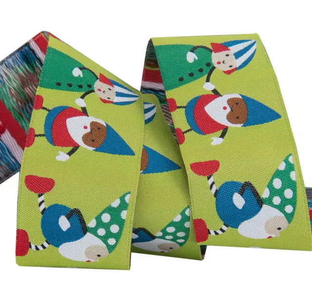 Renaissance Ribbon Gnomes on Green Webband grün 38 mm 1 Yard