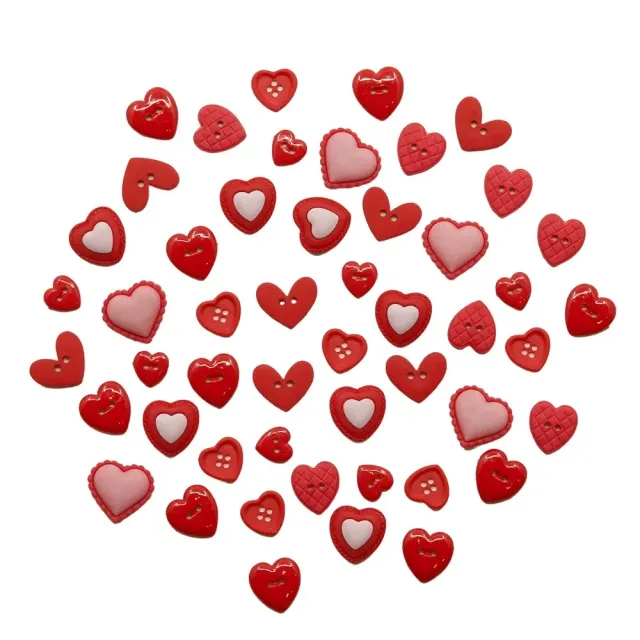 Buttons Galore Heart Knöpfe 50 Stück sortiert Herz