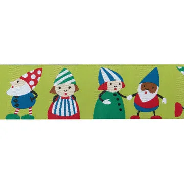 Renaissance Ribbon Gnomes on Green Webband grün 38 mm 1 Yard