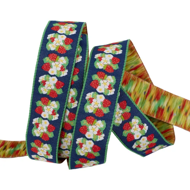 Renaissance Ribbon Farm & Garden Strawberries Blossoms Webband 22mm 1Y