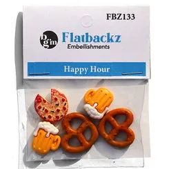 Buttons Galore Flatbackz Happy Hour Harz-Flatbacks 5-teilig Bier-Motiv