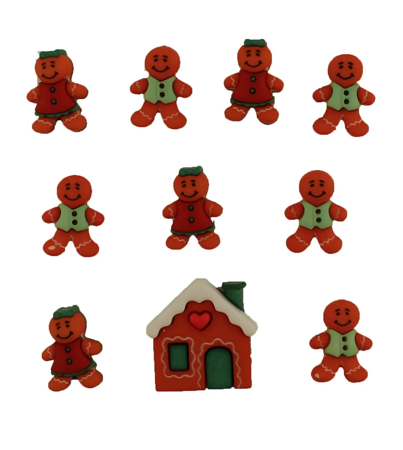 Buttons Galore Gingerbread Cottage Nähknöpfe 10 Stück