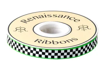 Renaissance Ribbon Checkerboard Schmuckband Grün 1 Yard kariert