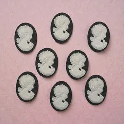 Buttons Galore Victorian Cameo Flachkameen 8 Stück schwarz