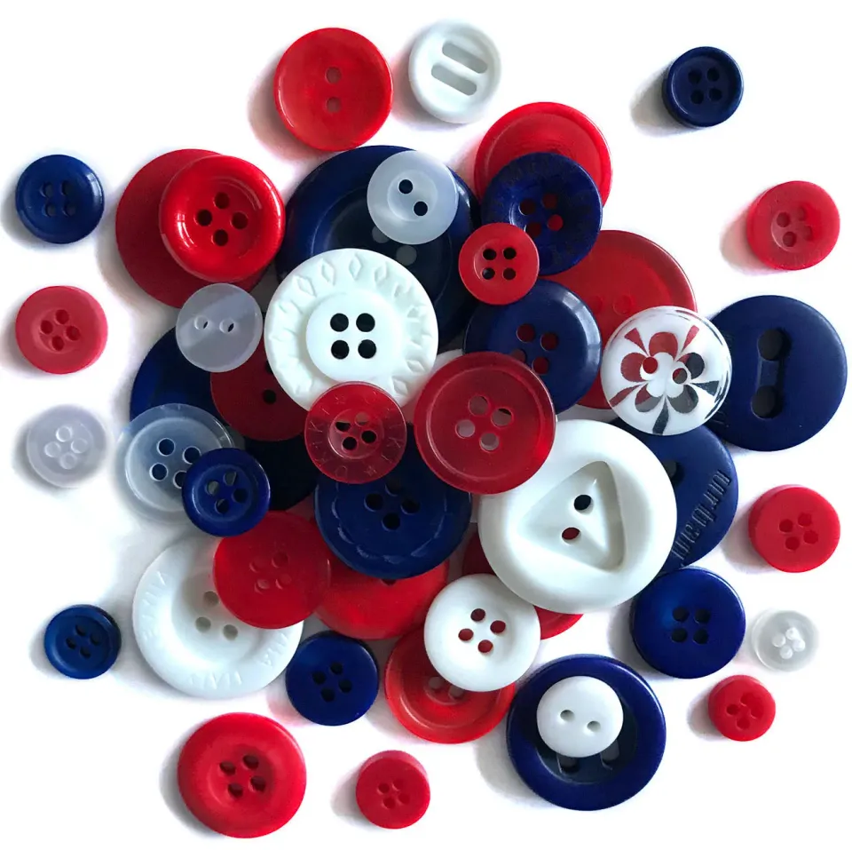 Buttons Galore America 250 Nähknöpfe Glas rot-weiß-blau