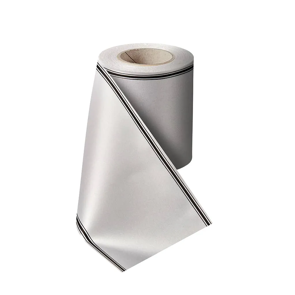 ALJO DESIGN Satin-Kranzband Weiß mit Doppel-Strich-Rand 25 m Rolle