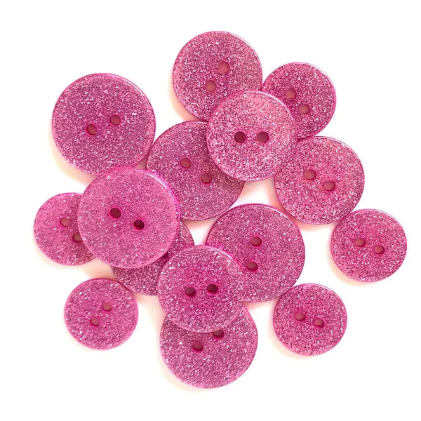 Buttons Galore Sweet 16 Glitzerknöpfe 15 Stück rosa