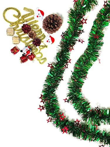Creativery Weihnachtsgirlande Lametta 2m mit Sternen