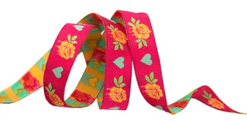 Renaissance Ribbon Curiouser Painted Roses Schleifenband 1 Yard