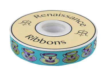Renaissance Ribbon Curiouser Tea Time Webband 1 Yard Teetassen