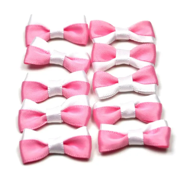 Creativery Satinschleifen Mini 3cm Weiß-Rosa 10 Stück
