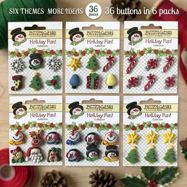 Buttons Galore Holiday Fun Weihnachtsknöpfe 36 Stück mit Öse