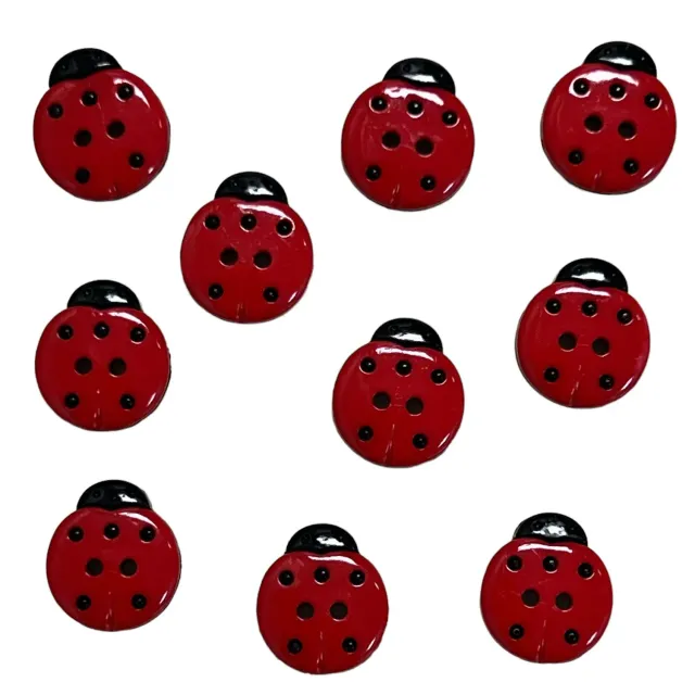 Buttons Galore Ladybird Marienkäfer-Knöpfe rot 10 Stück