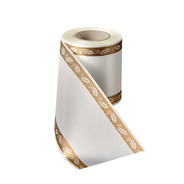 ALJO DESIGN Satin-Kranzband Weiß 25m Eichenlaubrand