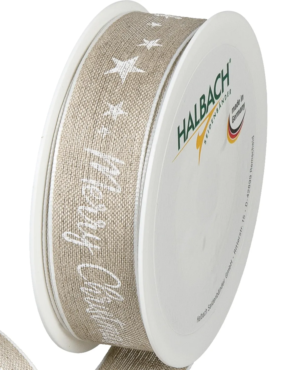 Halbach Weihnachts-Geschenkband aus Leinen 25 mm x 15 m