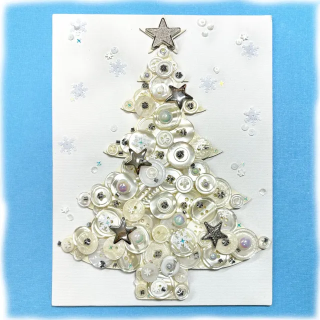 Buttons Galore White Christmas Tree Button Art Bastelset 8x10