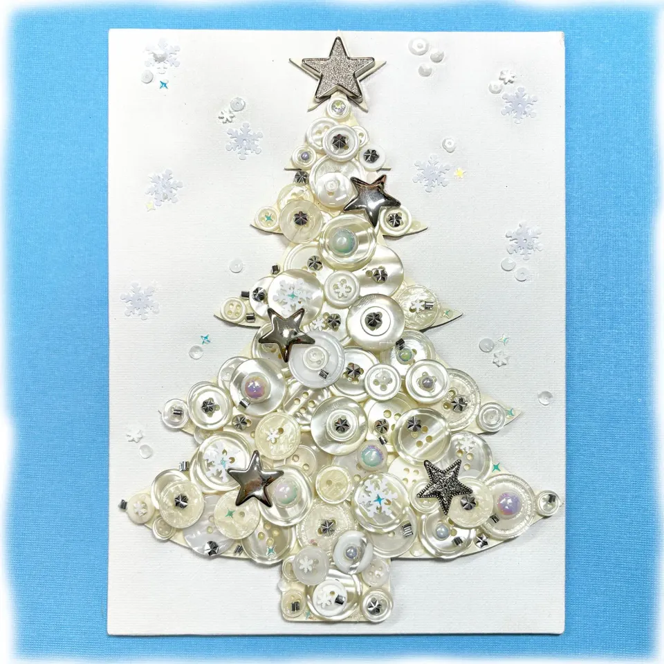 Buttons Galore White Christmas Tree Button Art Bastelset 8x10