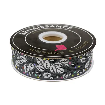 Renaissance Ribbon Graywork Birthmark Webband 38mm 1 Yard Shadow
