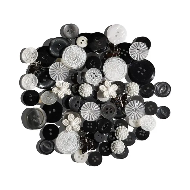 Buttons Galore Neutrality Knöpfe 100 Stück weiß-schwarz